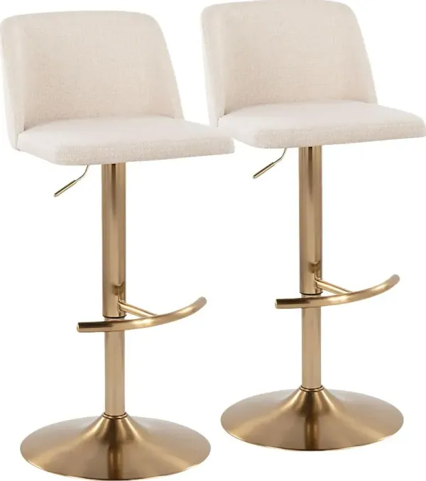 Clyo XIV Cream Adjustable Barstool, Set of 2