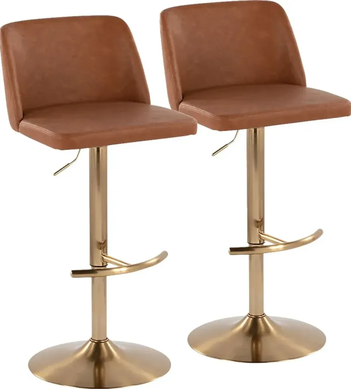 Clyo XV Camel Adjustable Barstool, Set of 2