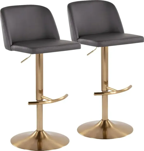 Clyo XV Gray Adjustable Barstool, Set of 2