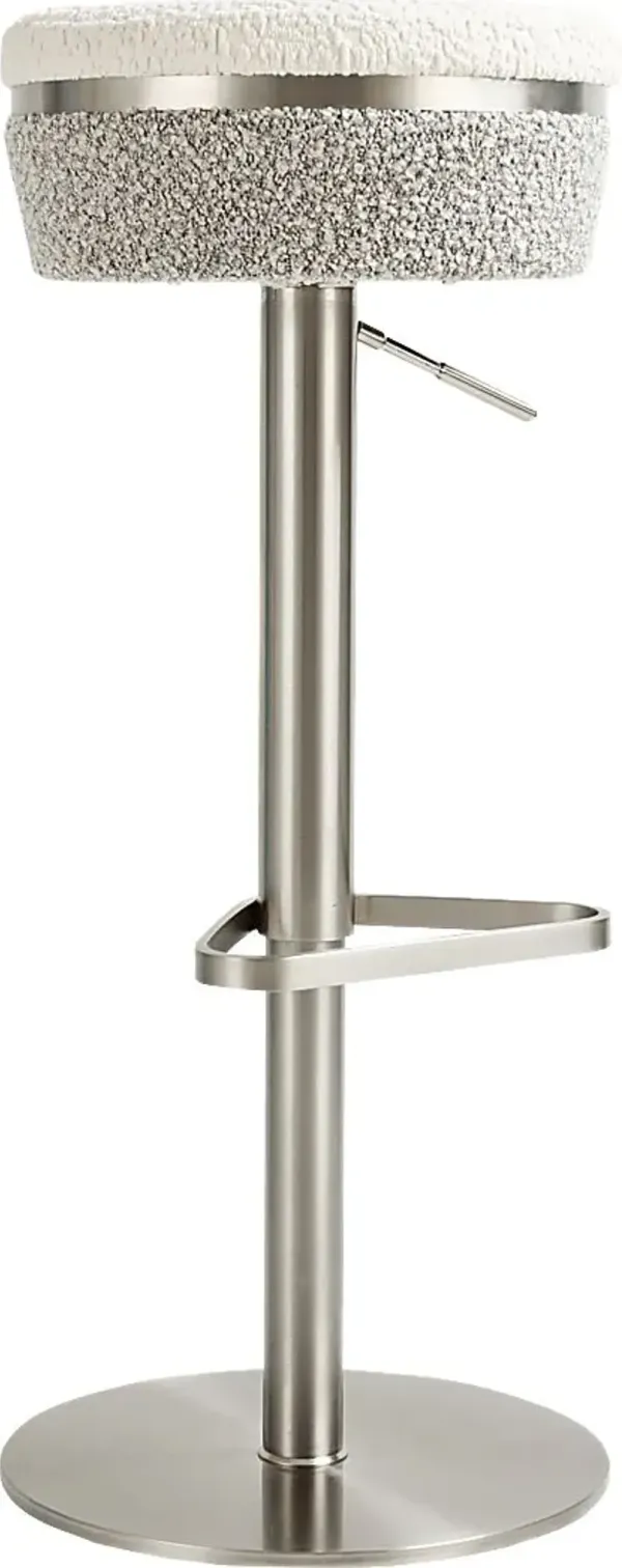 Abiaka II White and Gray Adjustable Stool