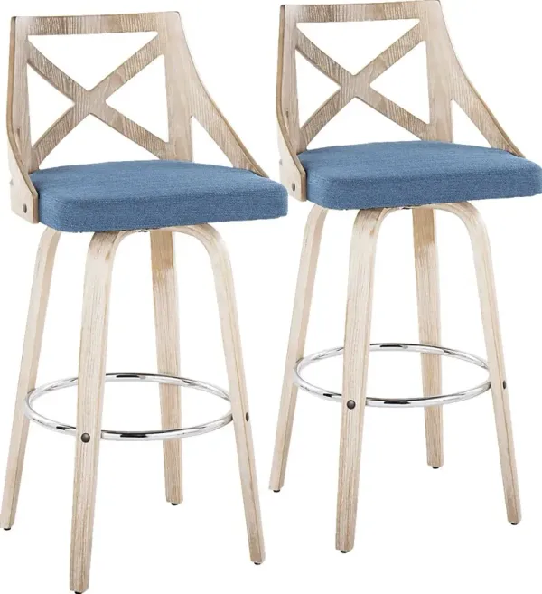 Hasbrouck III Blue Swivel Barstool, Set of 2