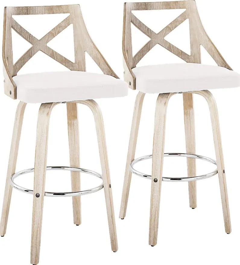 Hasbrouck III Cream Swivel Barstool, Set of 2