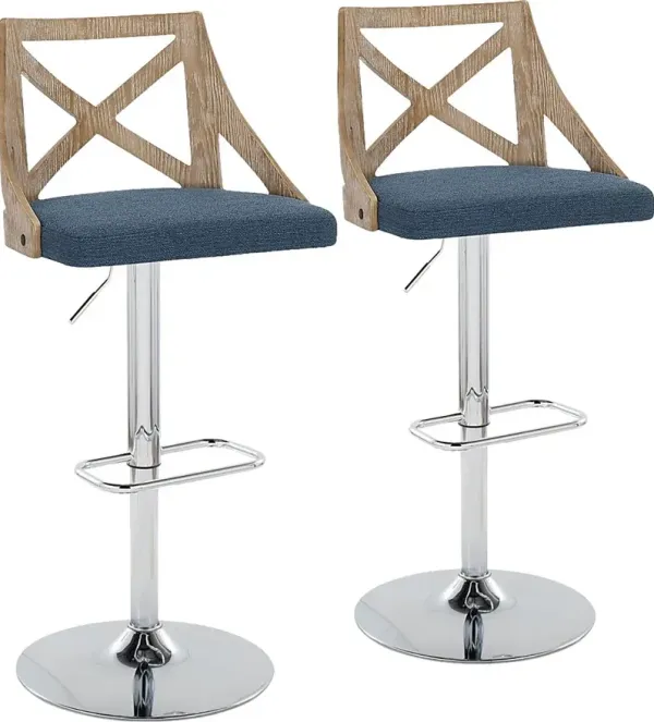 Hasbrouck V Blue Adjustable Barstool, Set of 2