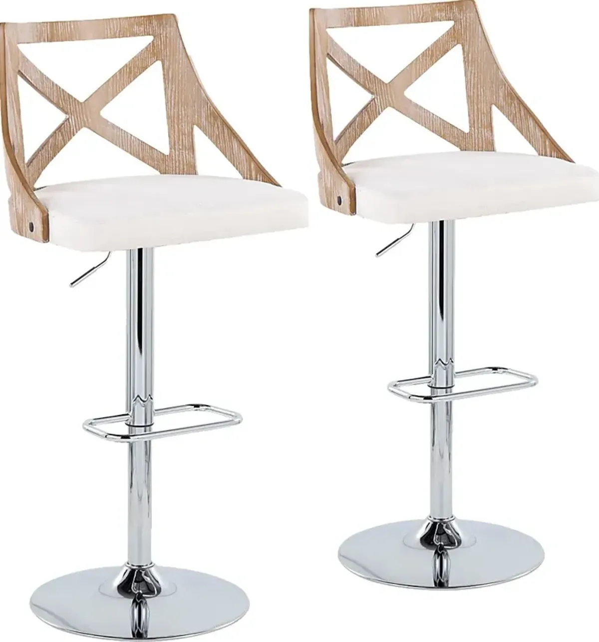 Hasbrouck V Cream Adjustable Barstool, Set of 2