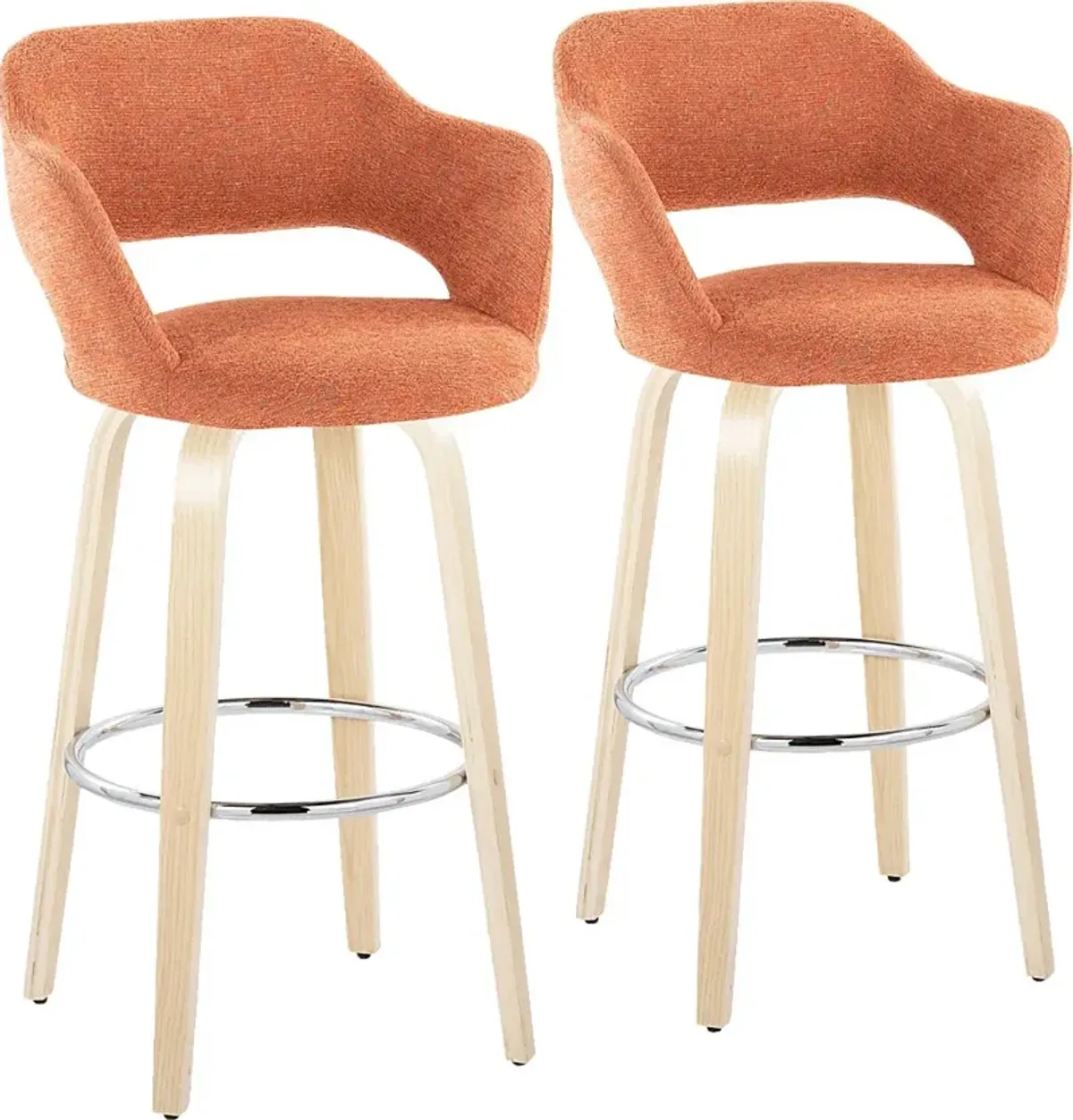 Jouett III Orange Swivel Barstool, Set of 2