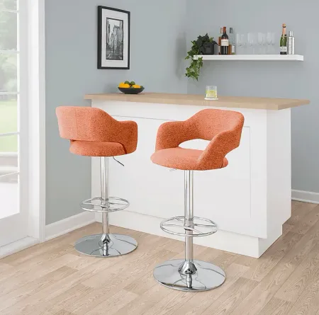 Jouett V Orange Adjustable Barstool, Set of 2