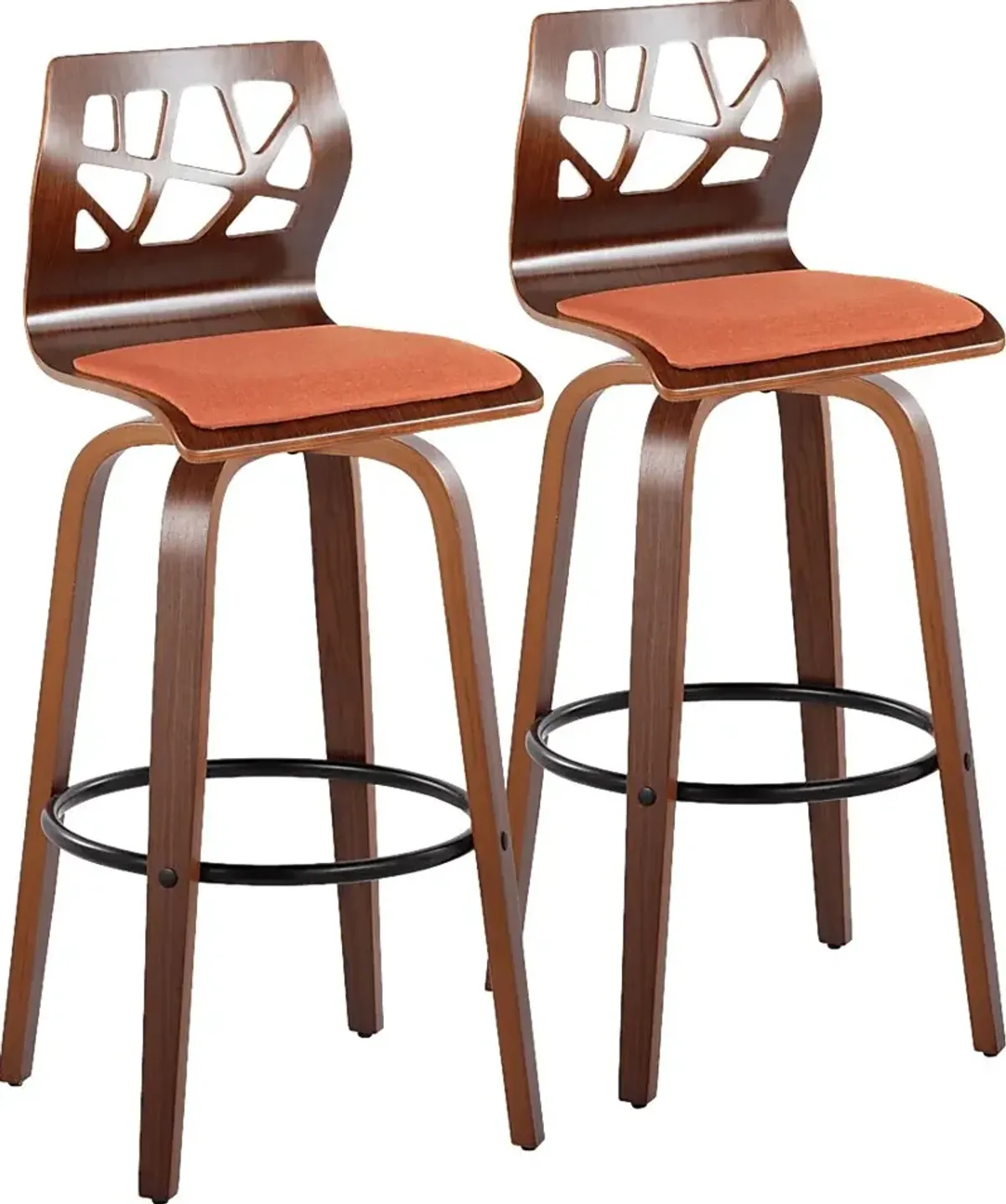 Watsonia Orange Swivel Barstool, Set of 2