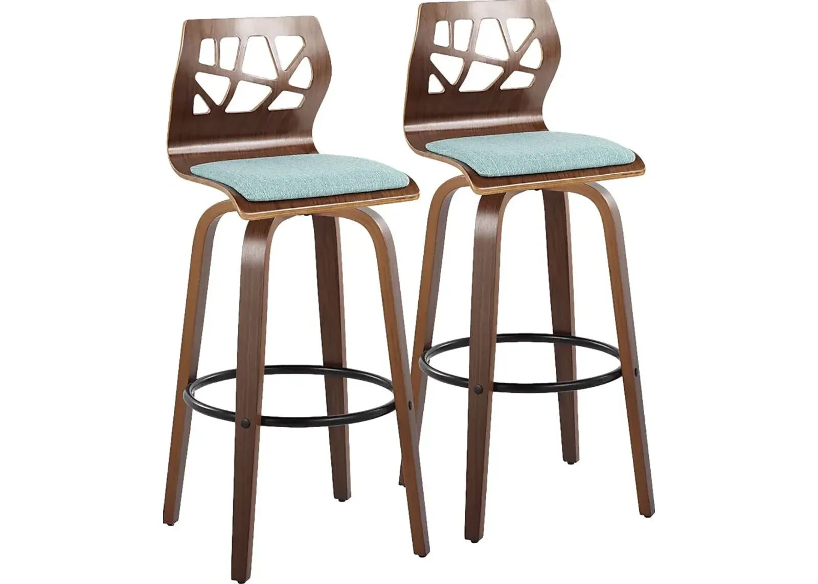 Watsonia Teal Swivel Barstool, Set of 2