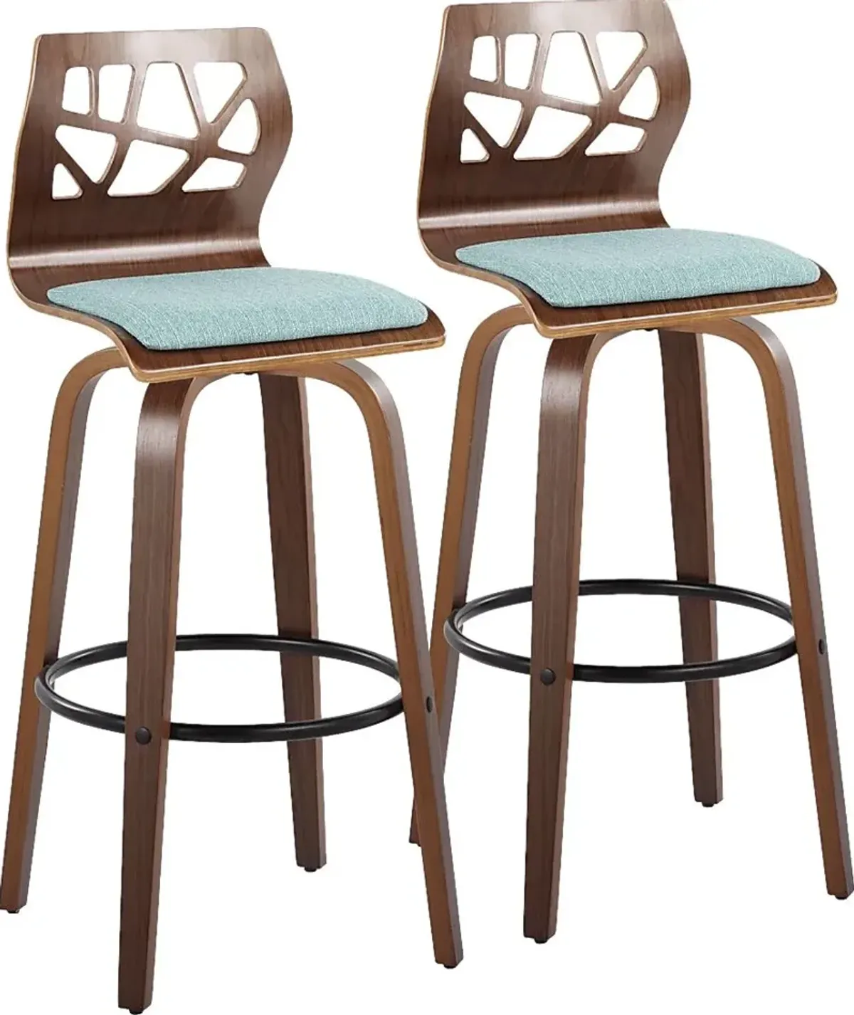 Watsonia Teal Swivel Barstool, Set of 2