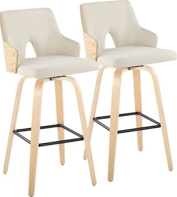 Zennia II Cream Swivel Barstool, Set of 2