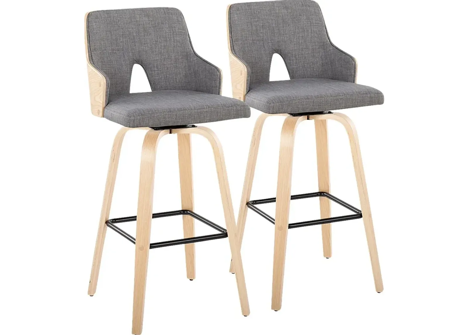 Zennia II Gray Swivel Barstool, Set of 2