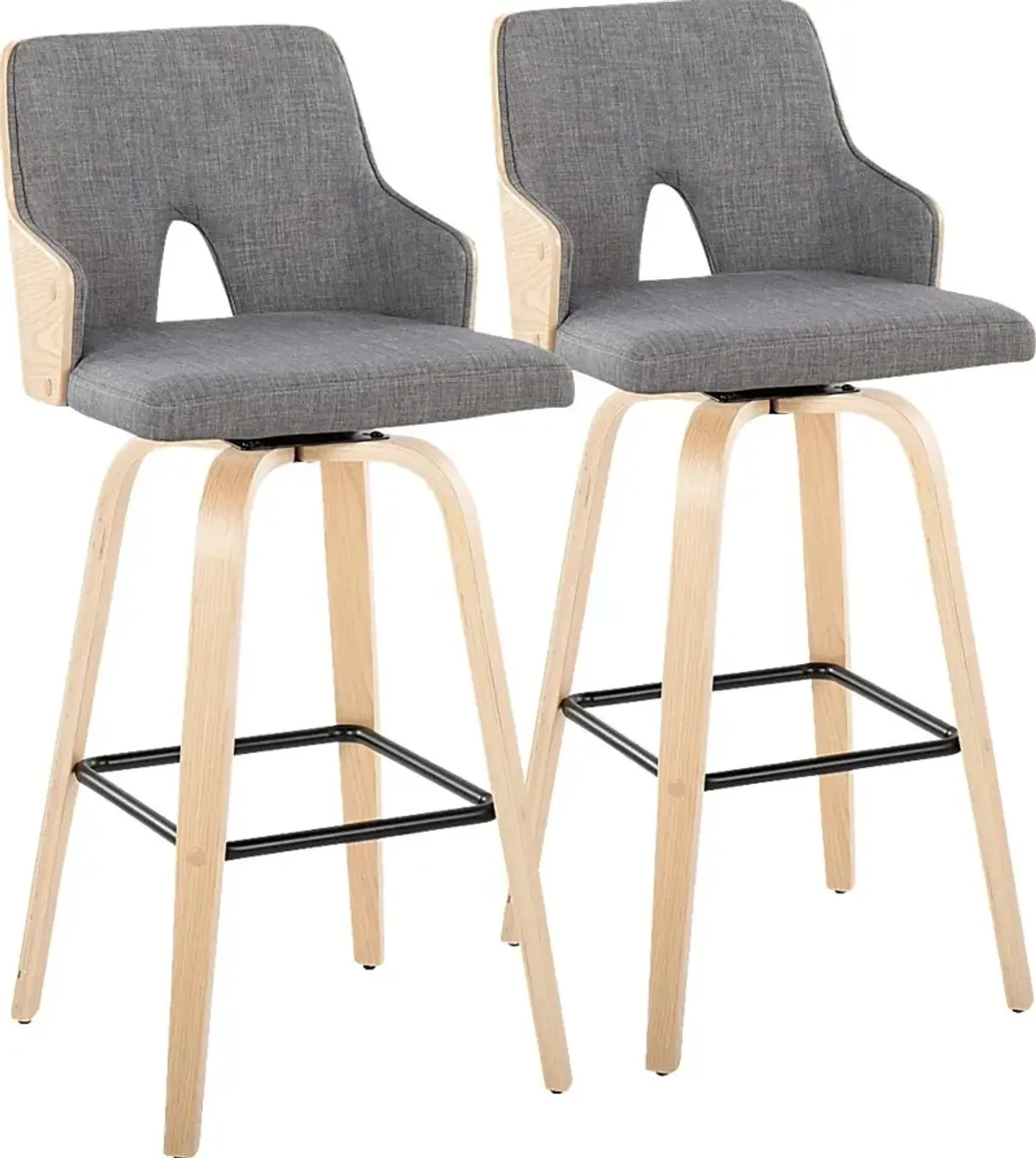 Zennia II Gray Swivel Barstool, Set of 2