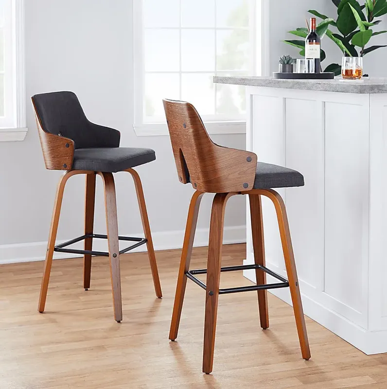 Zennia Black Swivel Barstool, Set of 2