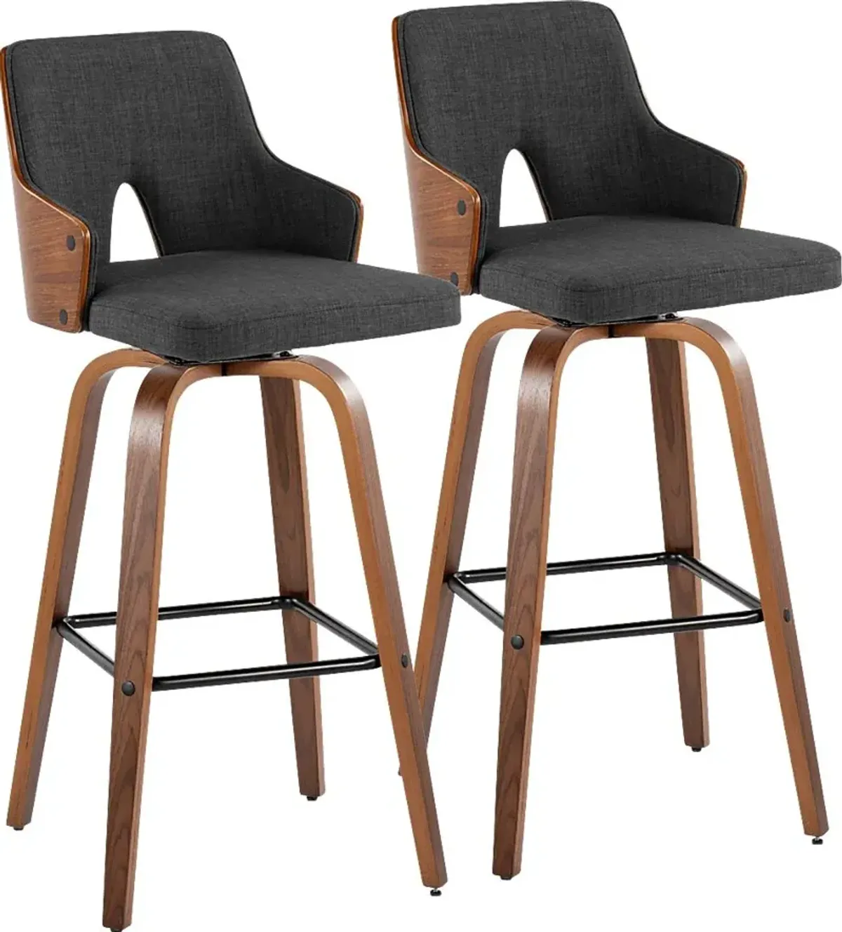 Zennia Black Swivel Barstool, Set of 2