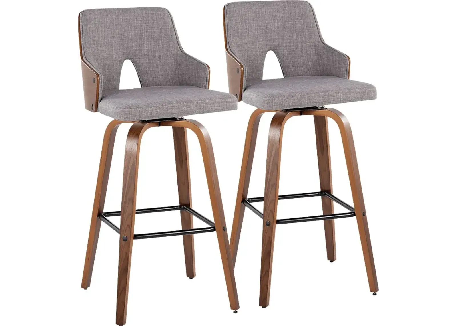 Zennia Gray Swivel Barstool, Set of 2