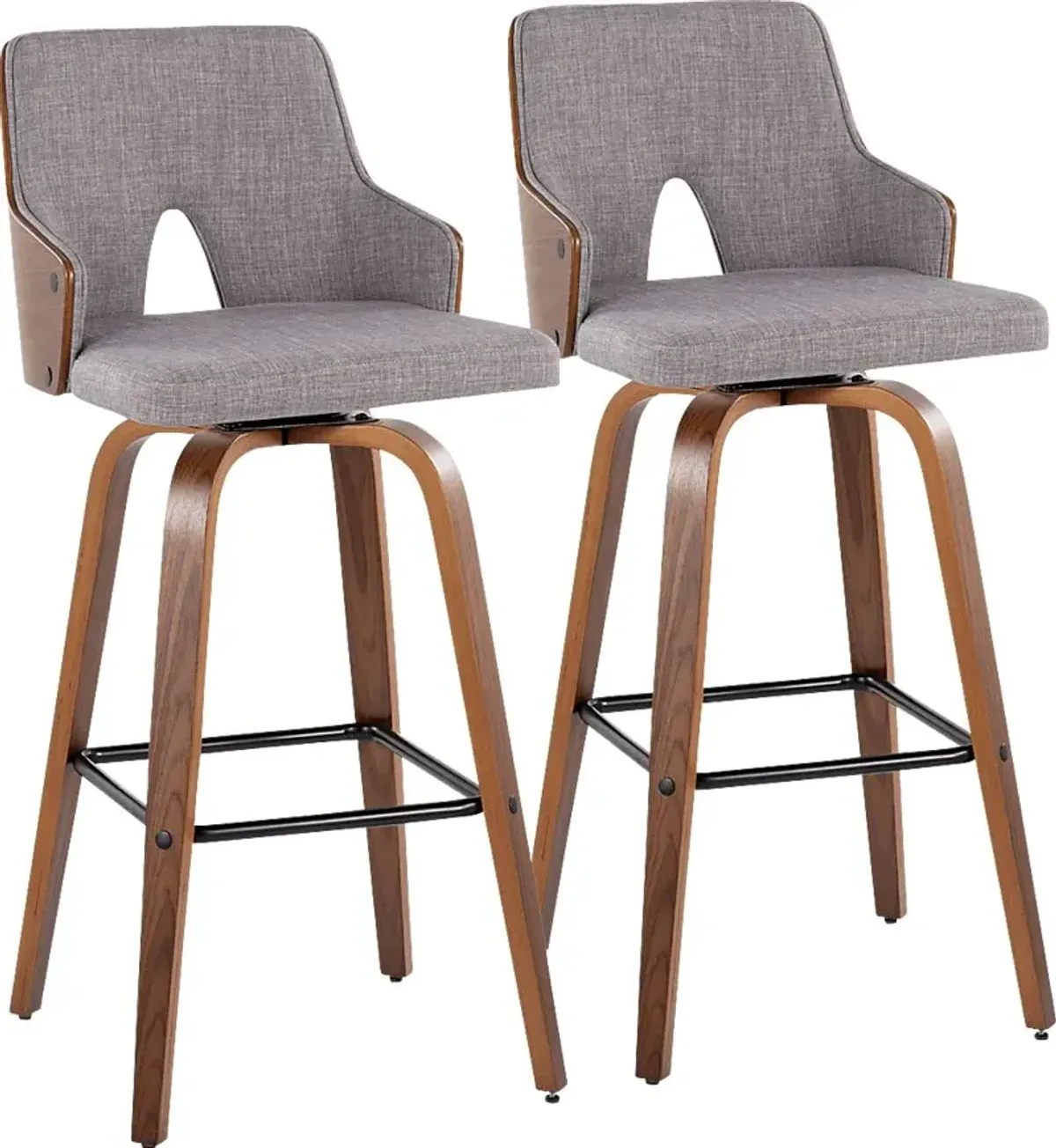 Zennia Gray Swivel Barstool, Set of 2