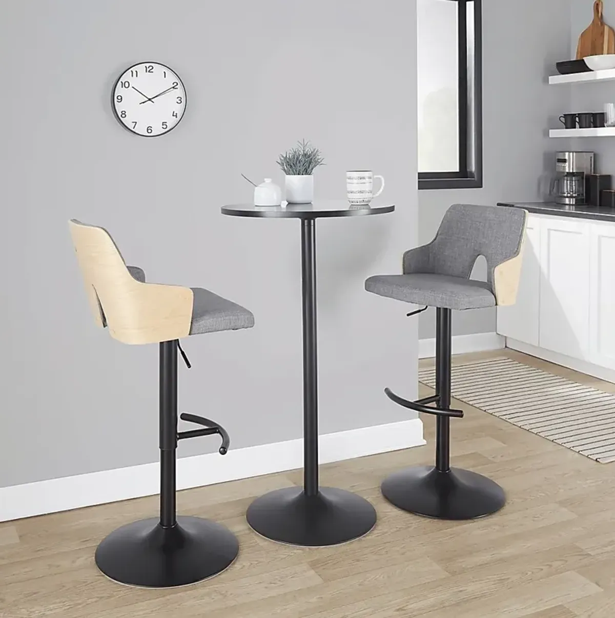 Zennia III Gray Adjustable Barstool, Set of 2