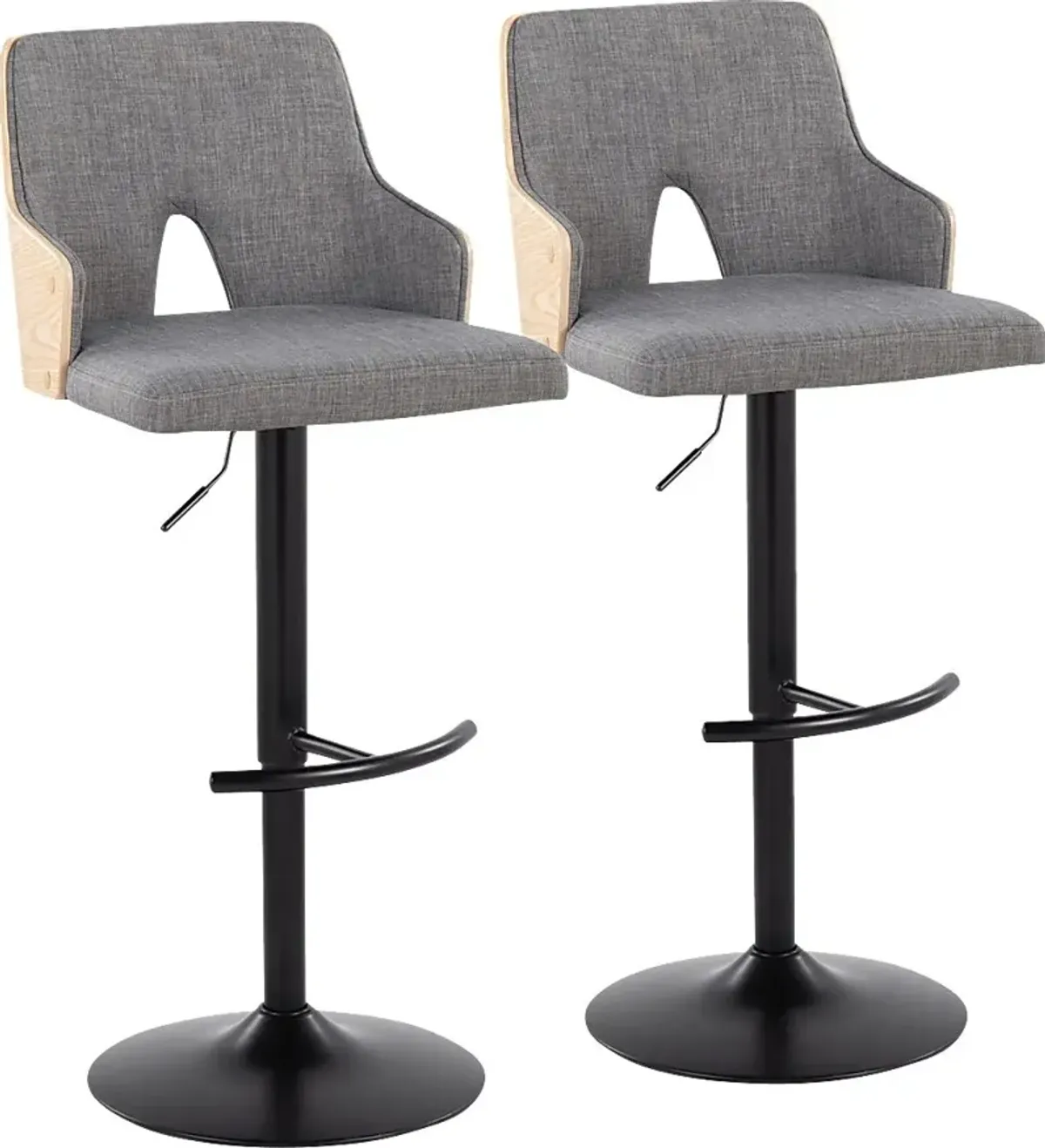 Zennia III Gray Adjustable Barstool, Set of 2