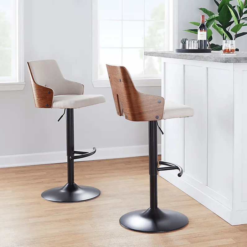 Zennia III Cream Adjustable Barstool, Set of 2