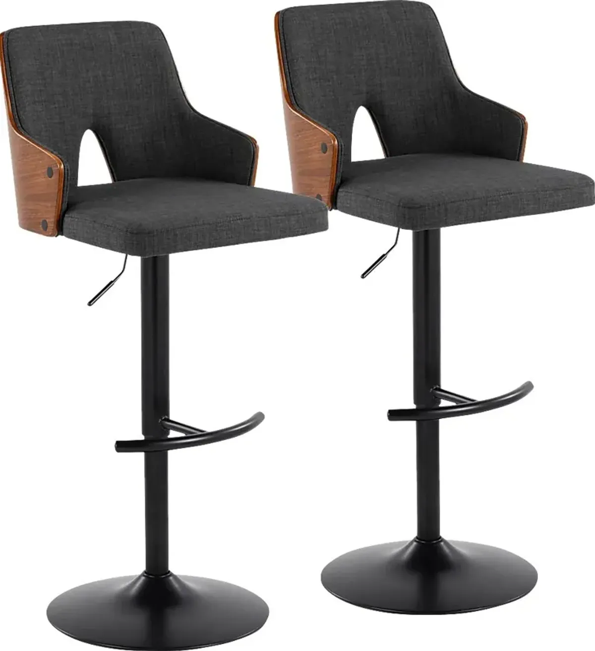 Zennia III Charcoal Adjustable Barstool, Set of 2