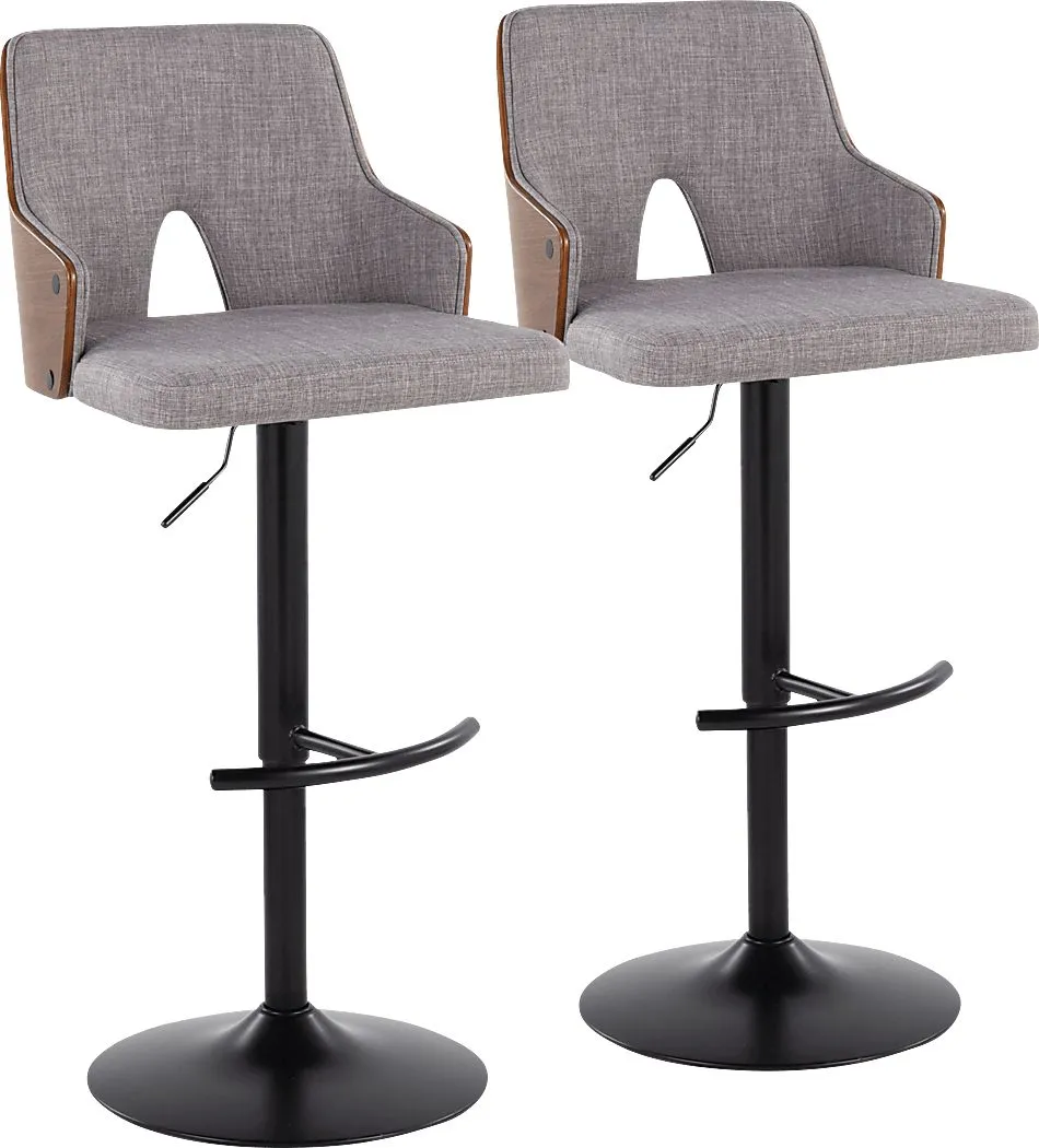 Zennia III Gray Adjustable Barstool, Set of 2