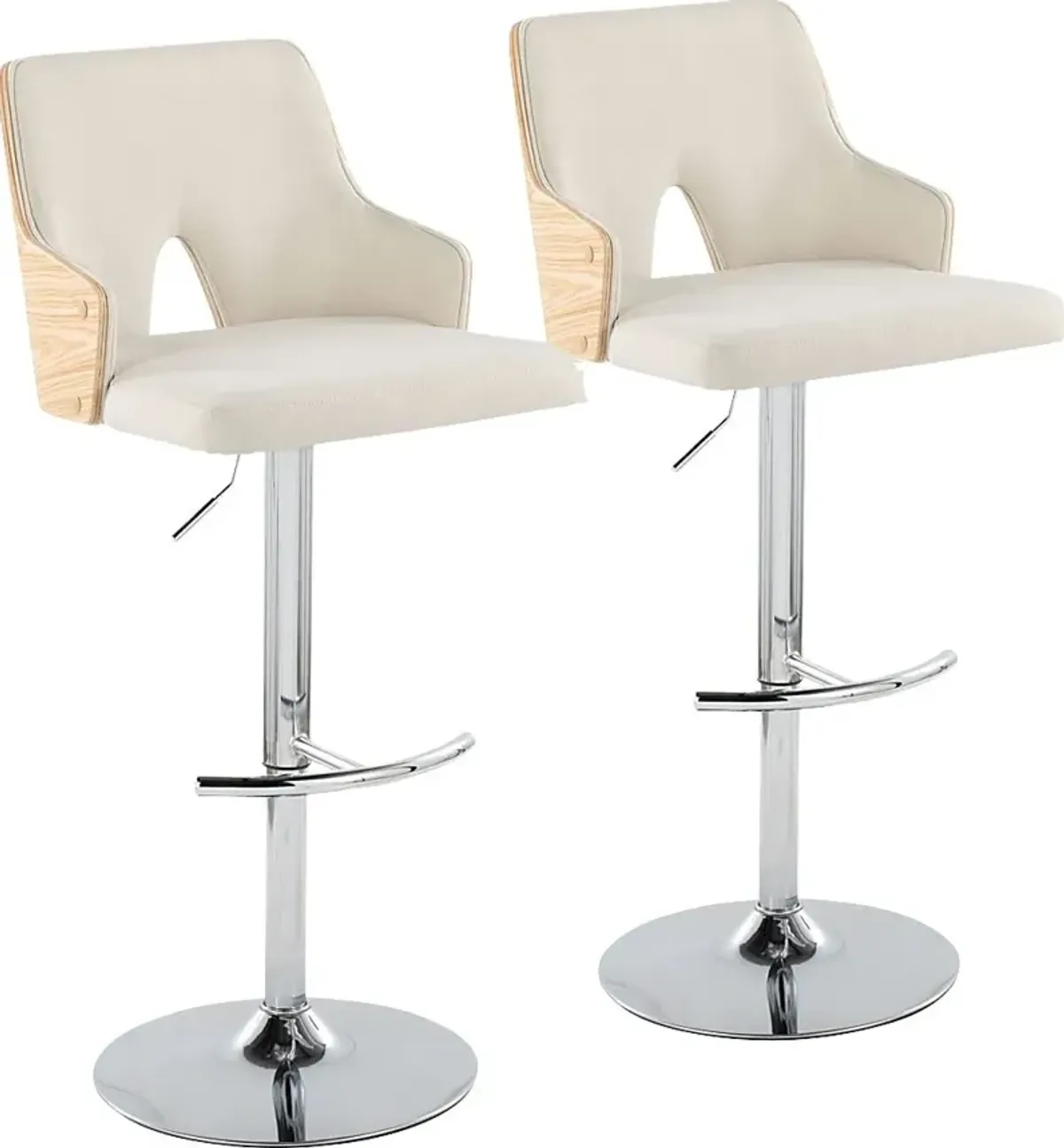 Zennia IV Cream Adjustable Barstool, Set of 2