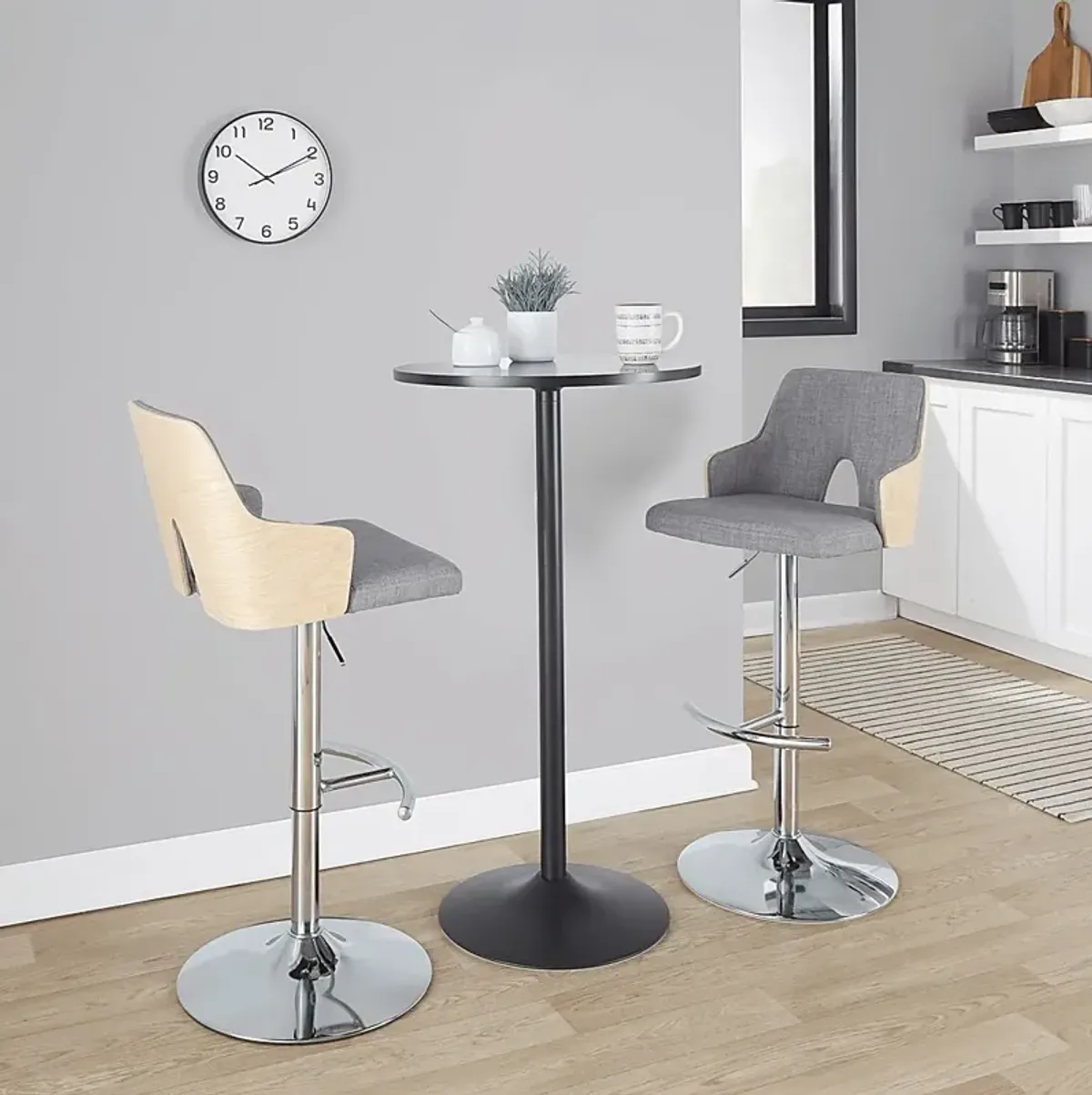 Zennia IV Gray Adjustable Barstool, Set of 2