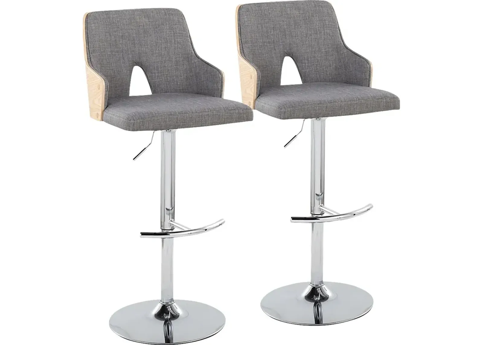 Zennia IV Gray Adjustable Barstool, Set of 2