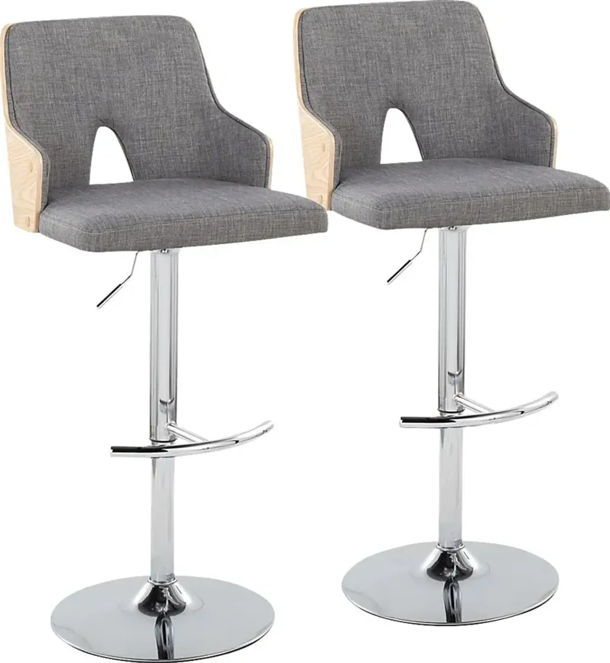 Zennia IV Gray Adjustable Barstool, Set of 2