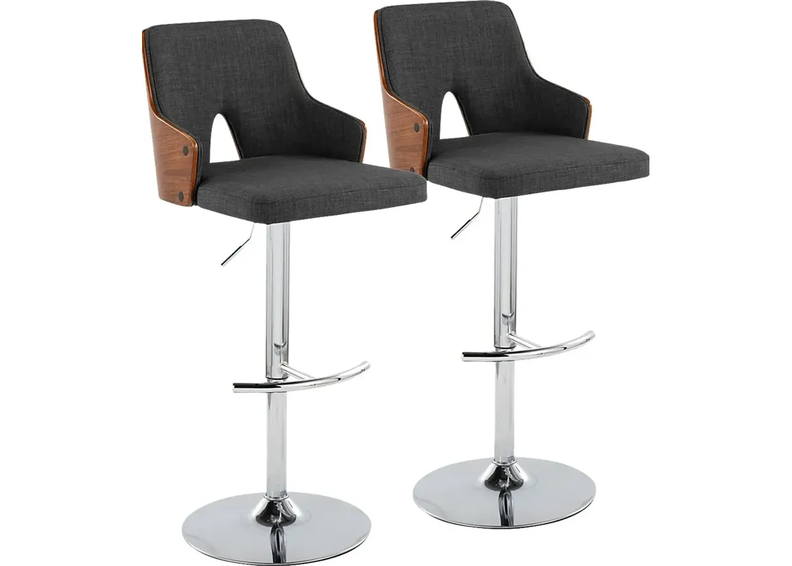 Zennia IV Charcoal Adjustable Barstool, Set of 2