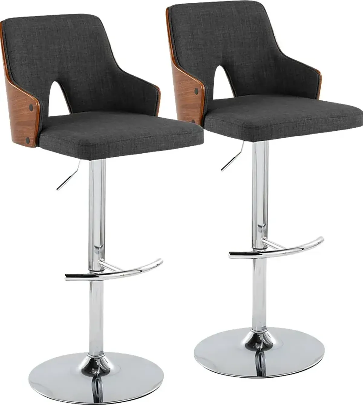 Zennia IV Charcoal Adjustable Barstool, Set of 2