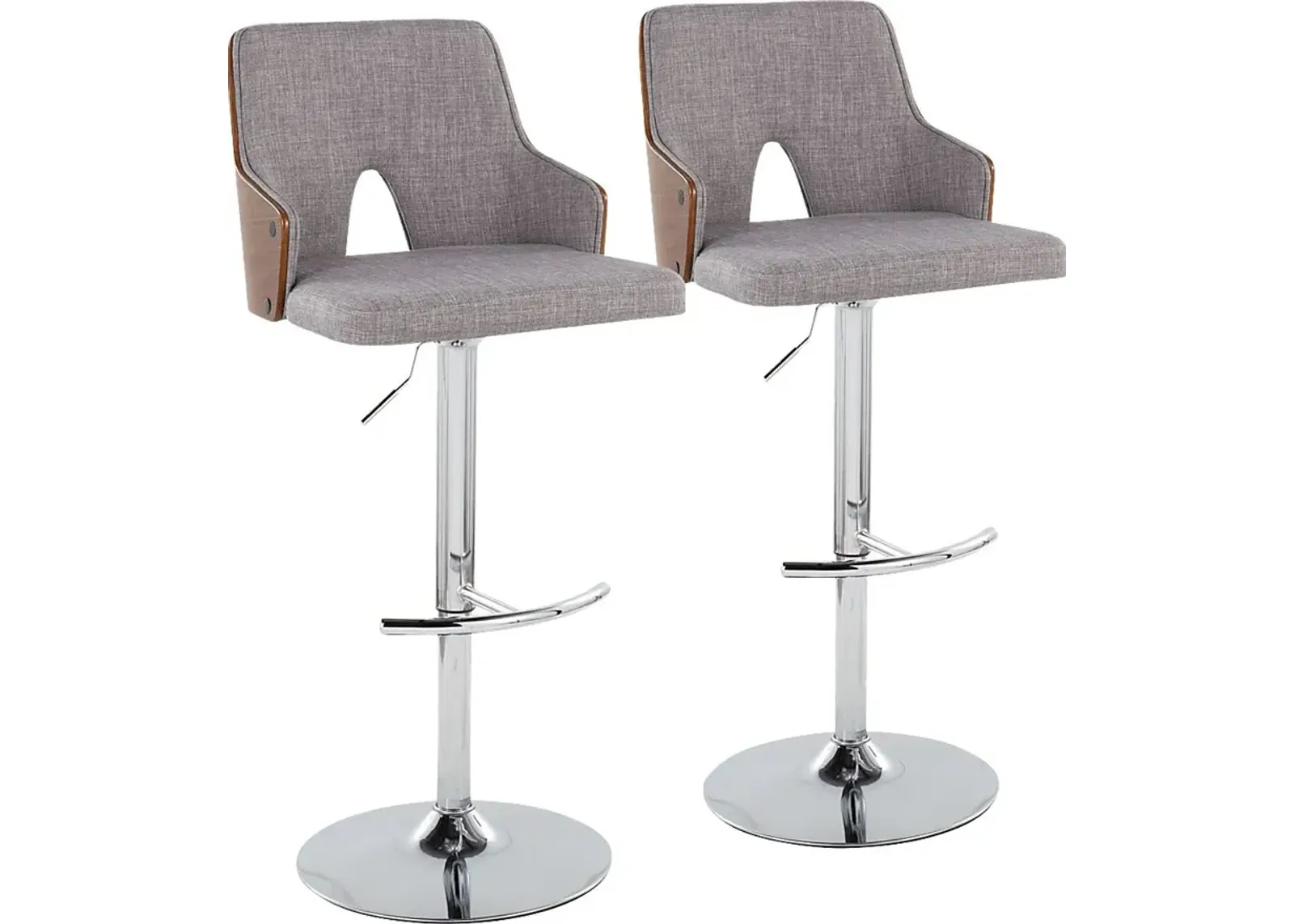 Zennia IV Gray Adjustable Barstool, Set of 2