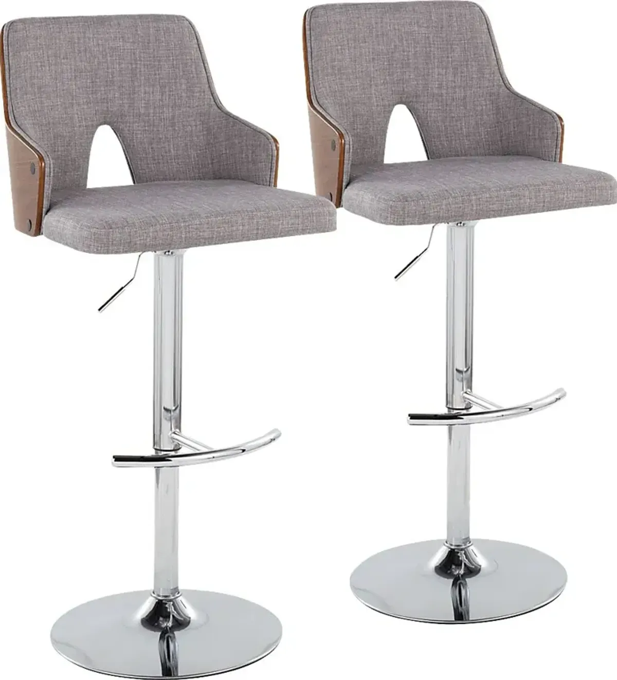 Zennia IV Gray Adjustable Barstool, Set of 2