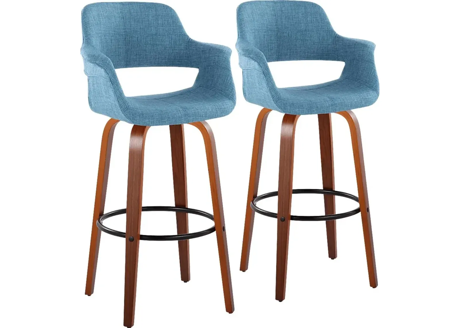 Lafanette V Blue Swivel Barstool, Set of 2