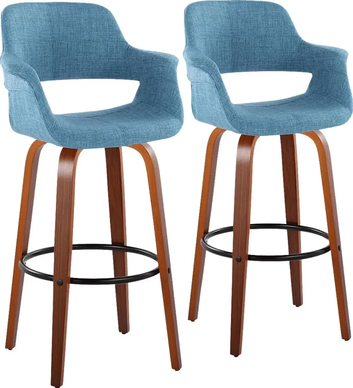 Lafanette V Blue Swivel Barstool, Set of 2