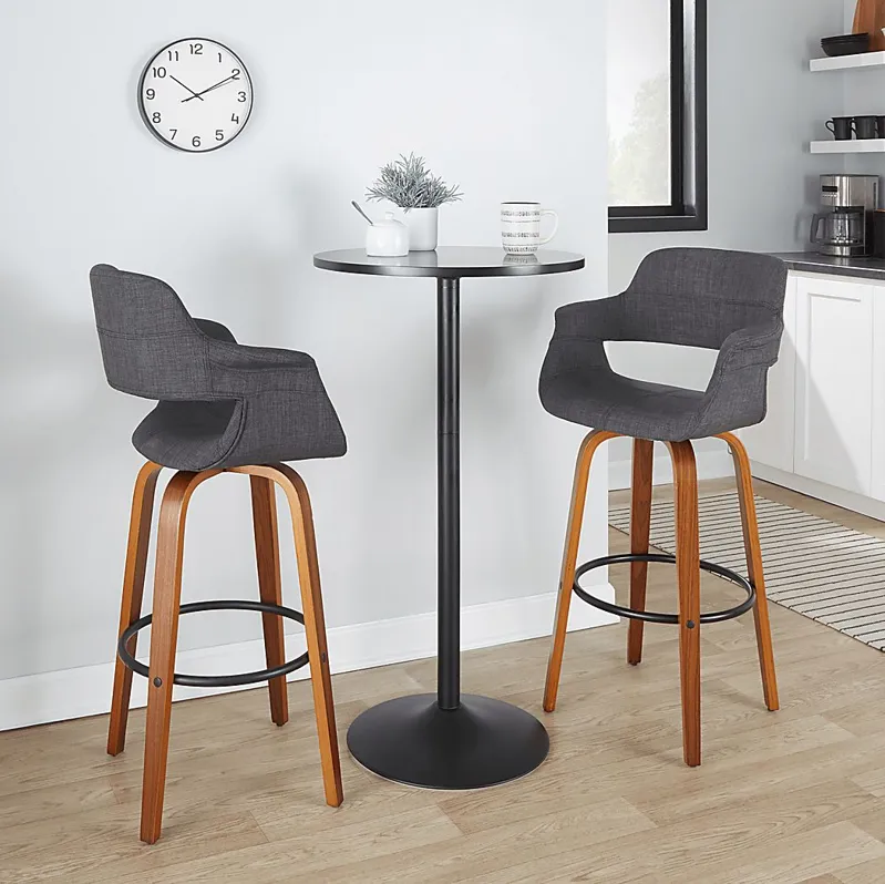 Lafanette V Charcoal Swivel Barstool, Set of 2