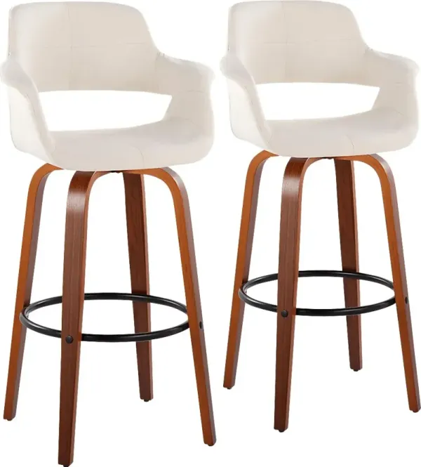 Lafanette V Cream Swivel Barstool, Set of 2