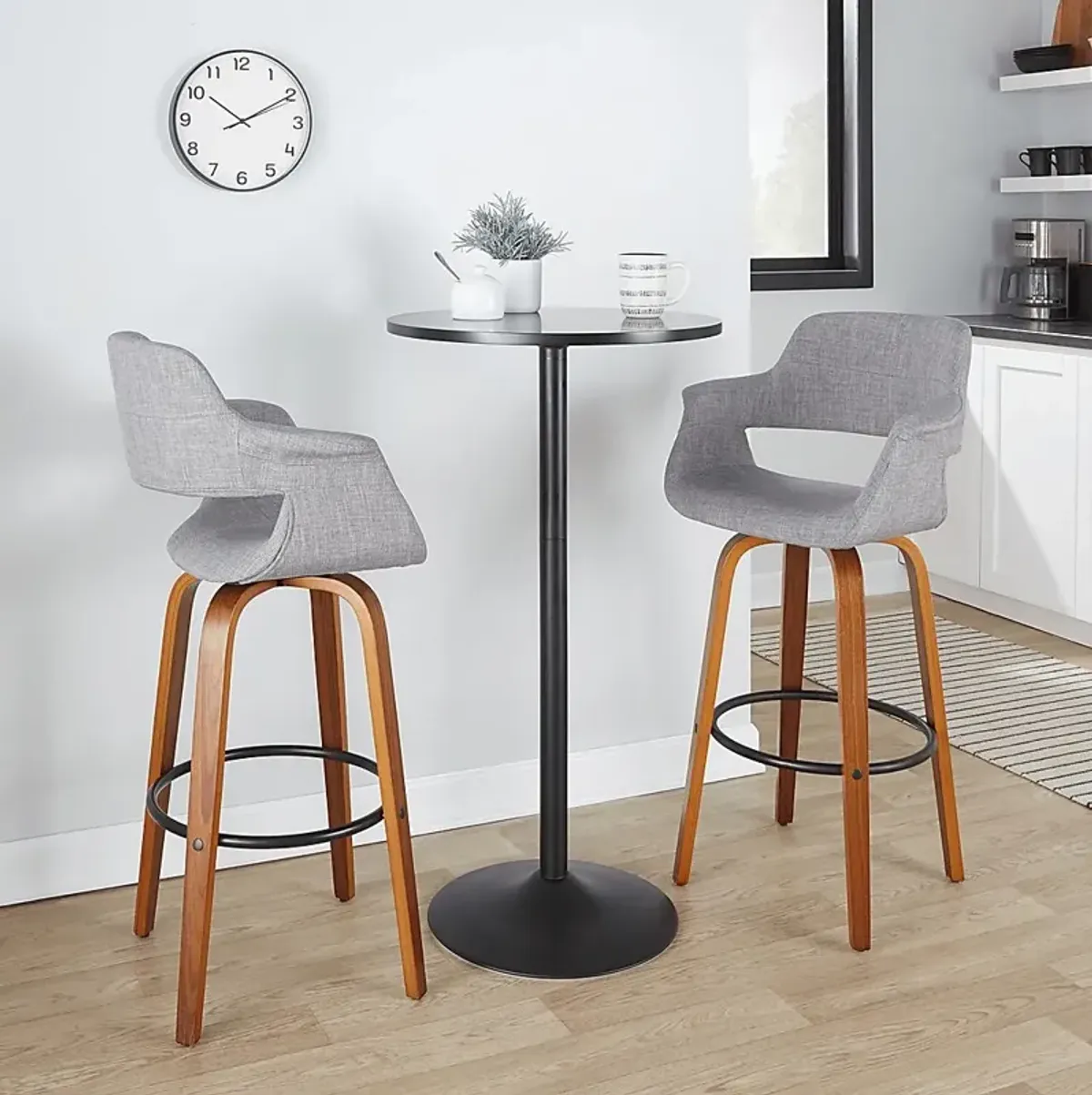 Lafanette V Gray Swivel Barstool, Set of 2