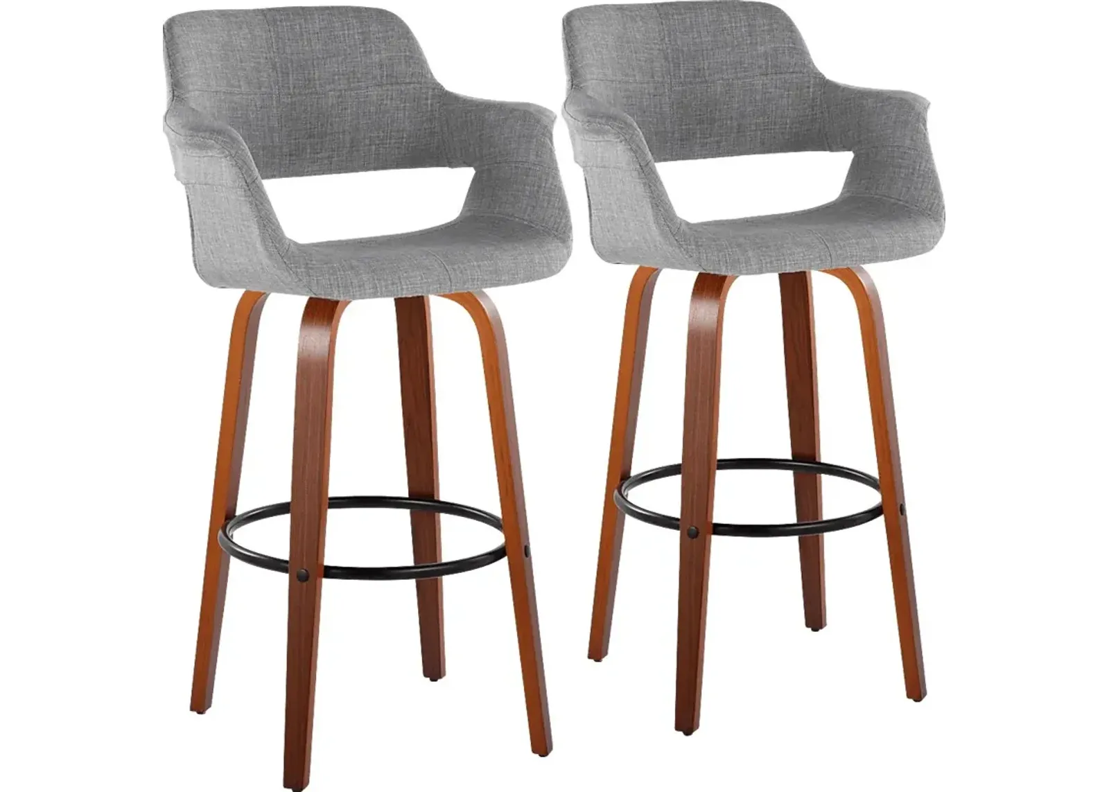 Lafanette V Gray Swivel Barstool, Set of 2