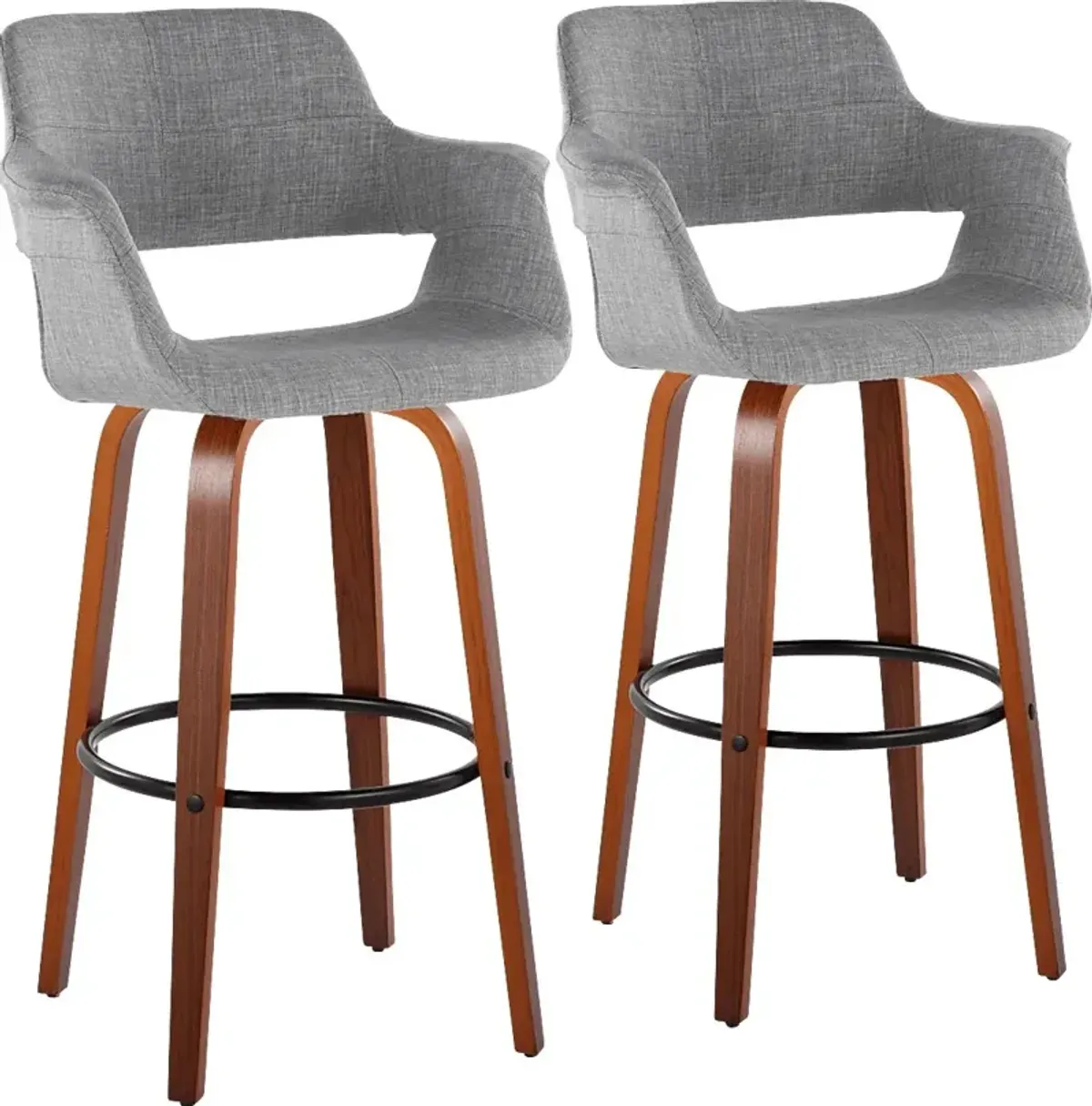 Lafanette V Gray Swivel Barstool, Set of 2