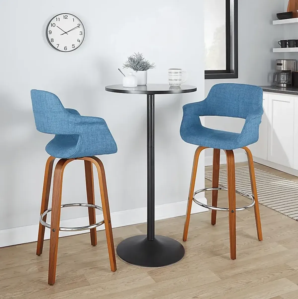 Lafanette V Blue Swivel Barstool, Set of 2