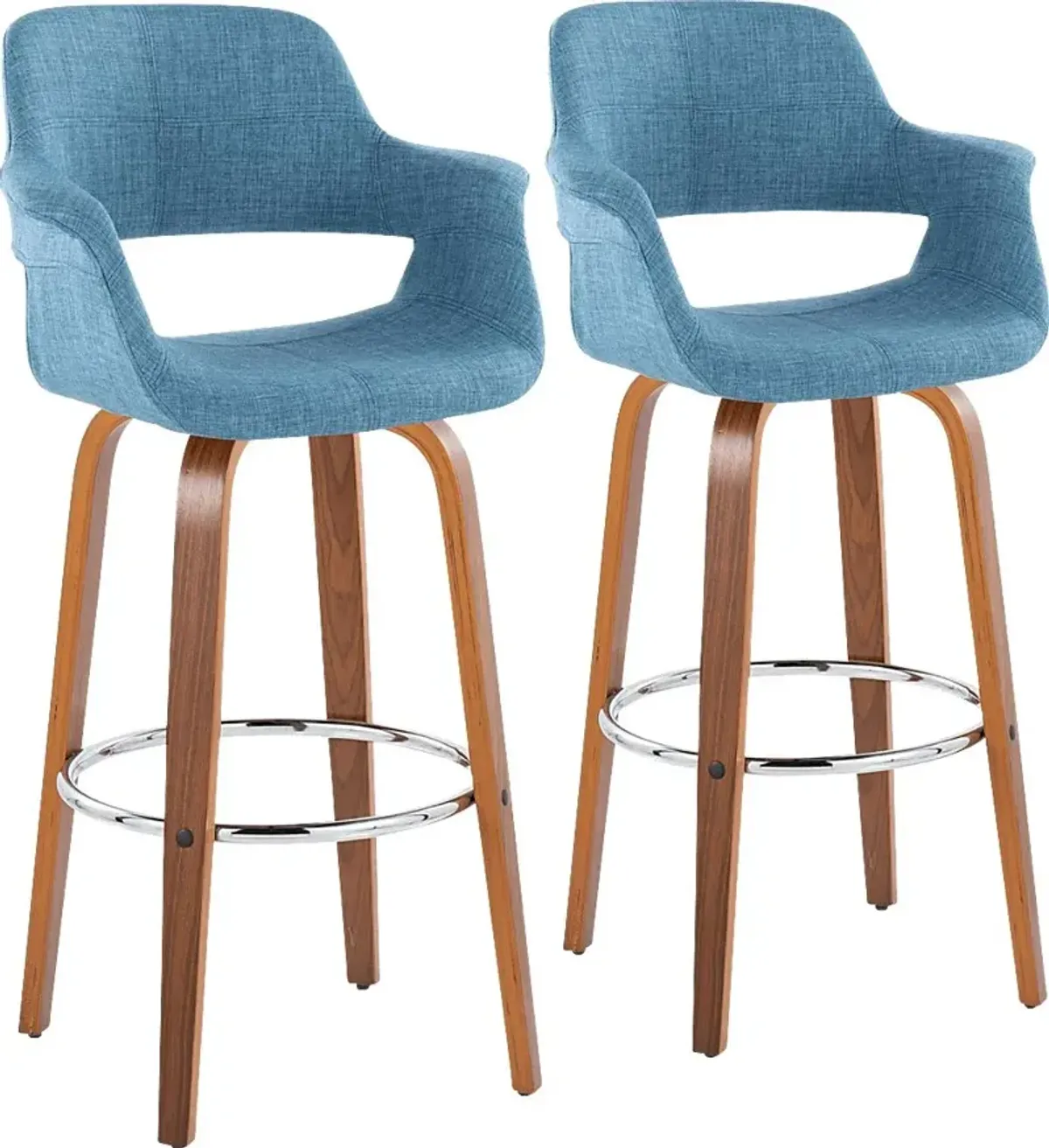 Lafanette V Blue Swivel Barstool, Set of 2