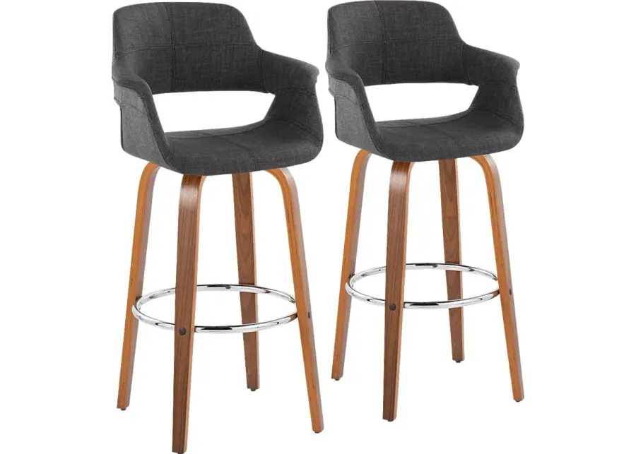 Lafanette VI Blue Swivel Barstool, Set of 2