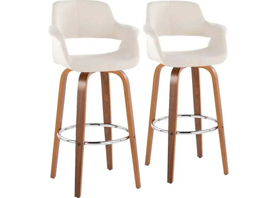 Lafanette VI Cream Swivel Barstool, Set of 2