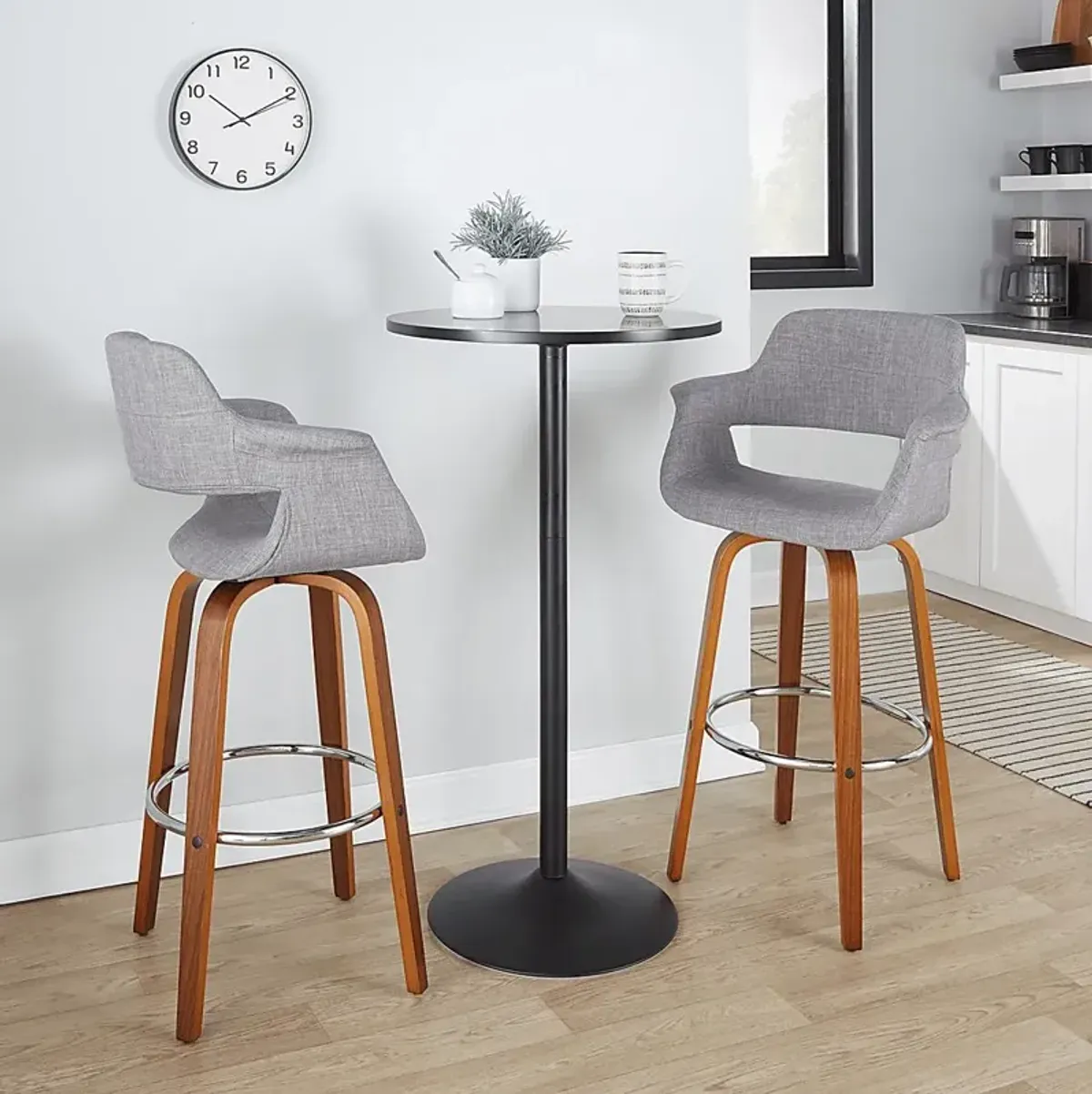 Lafanete VI Gray Swivel Barstool, Set of 2