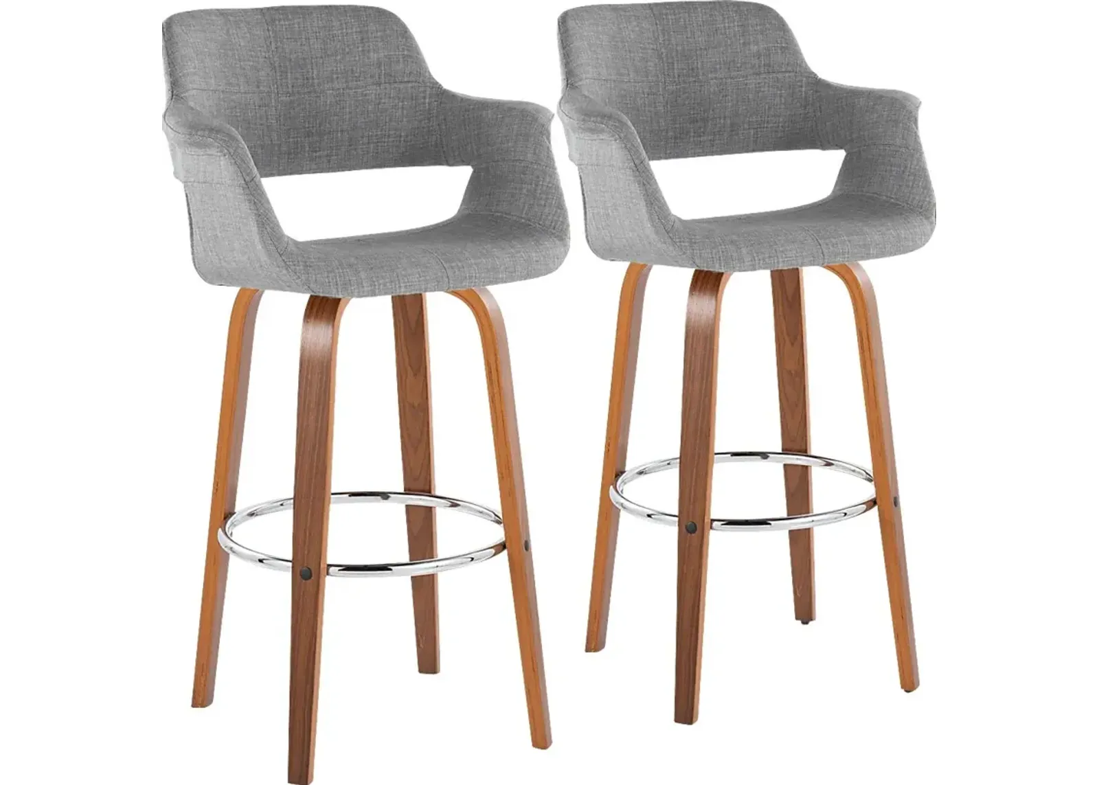 Lafanete VI Gray Swivel Barstool, Set of 2