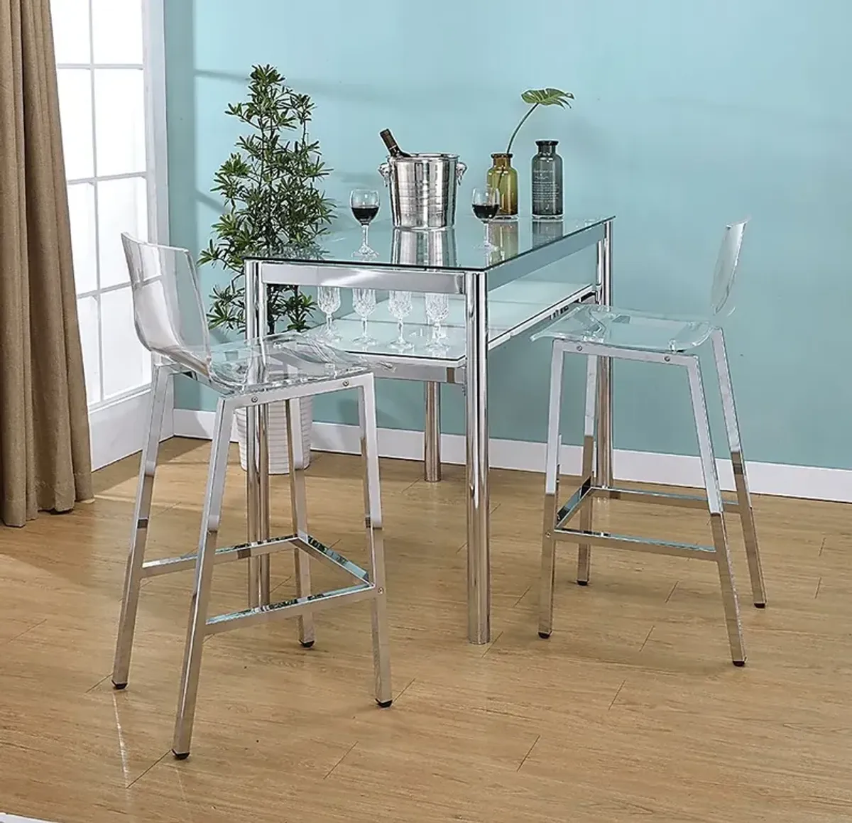 Dixato Chrome Bar Stool, Set of 2