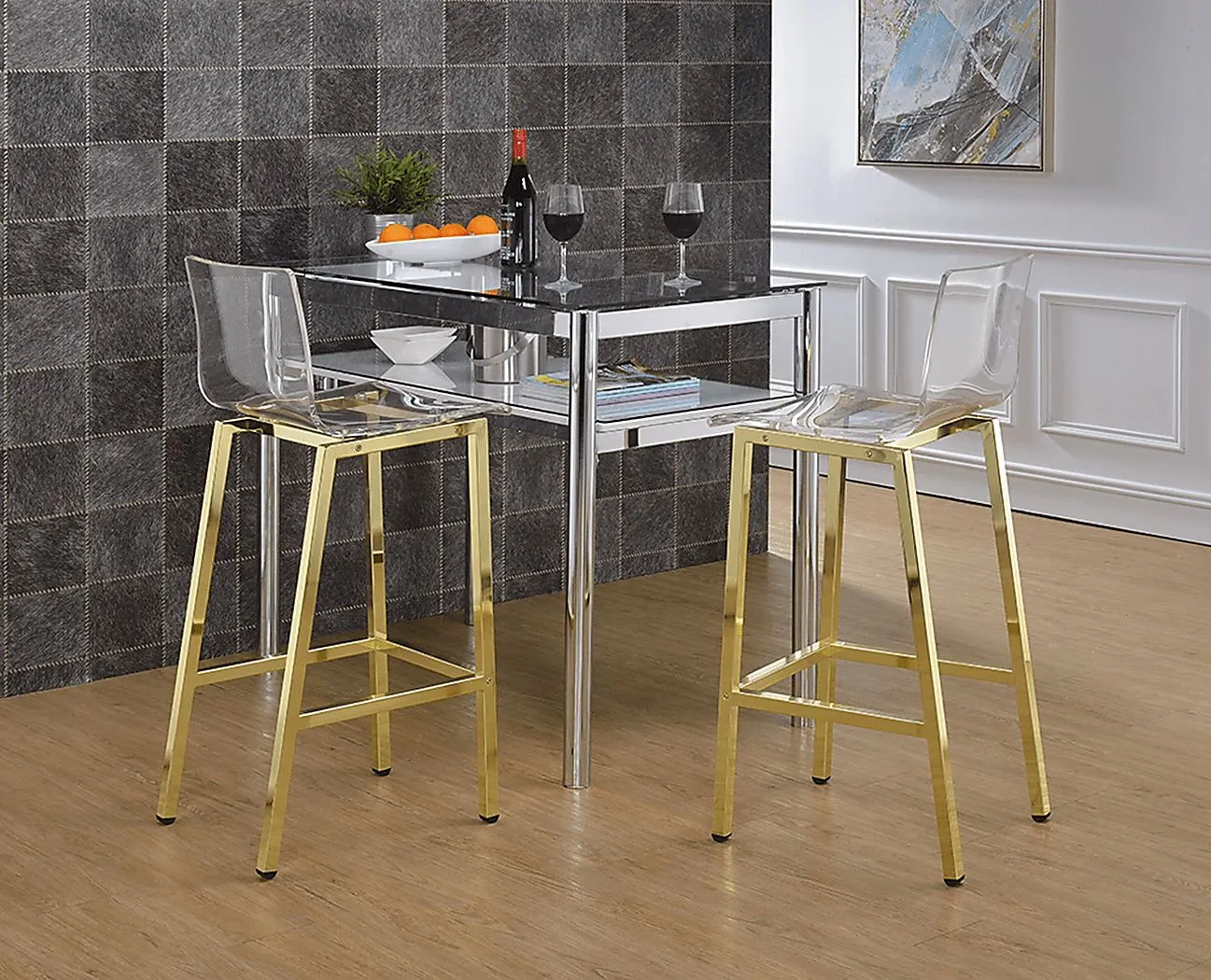 Dixato Gold Bar Stool, Set of 2