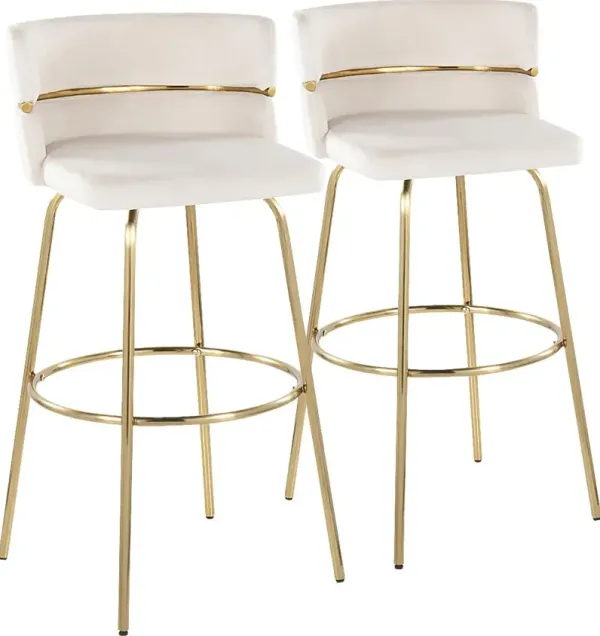 Percivale III Cream Swivel Barstool, Set of 2
