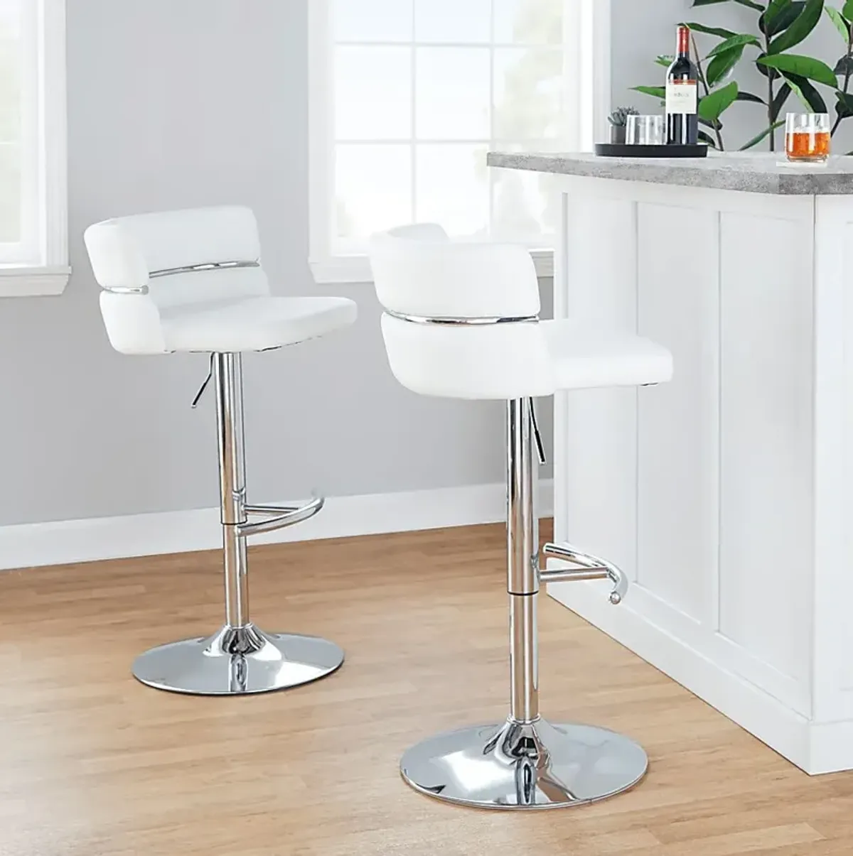 Percivale IV White Adjustable Barstool, Set of 2